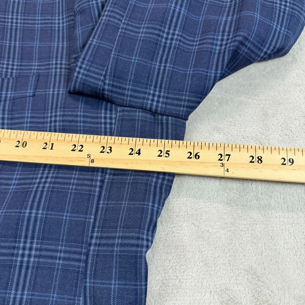 Pronto Uomo Platinum Mens 50R Blue Plaid Wool Blazer Sport Coat Casual Preppy